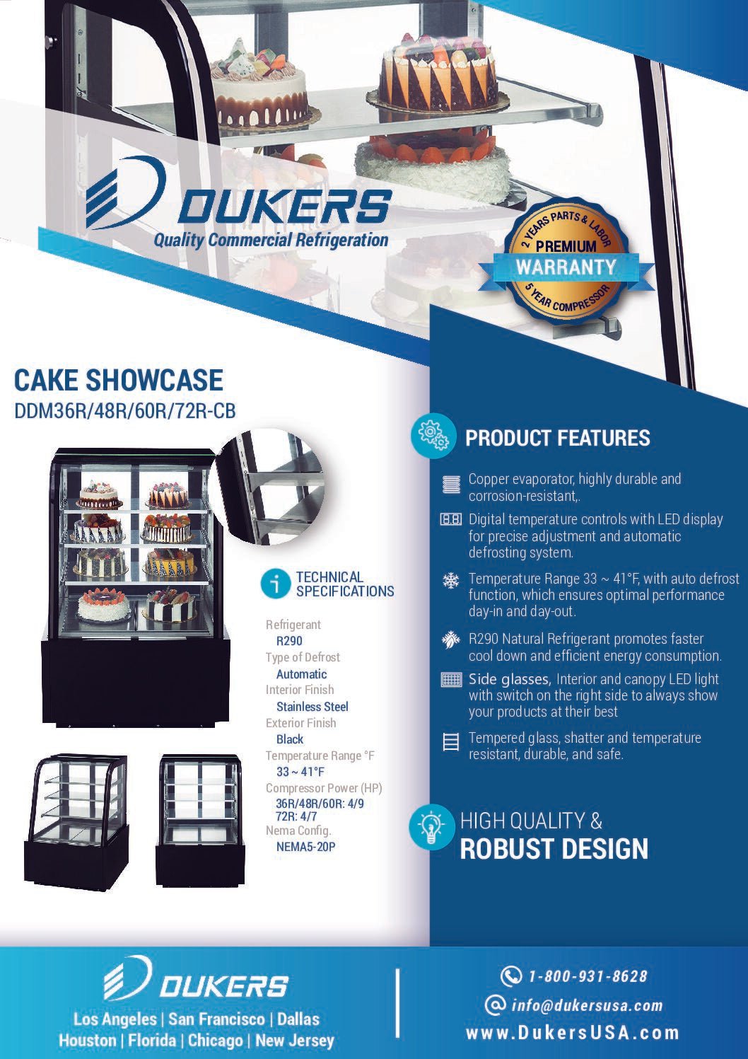 DDM48R - CB Curved Glass 48″ Cake Showcase, Bakery Cases, Refrigerator