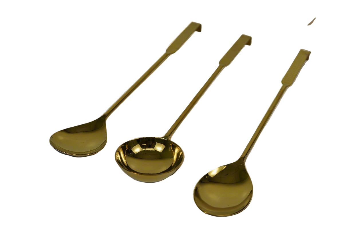 Gold Stainless Steel Buffet Ladle spoon - Oval - 15 Inches