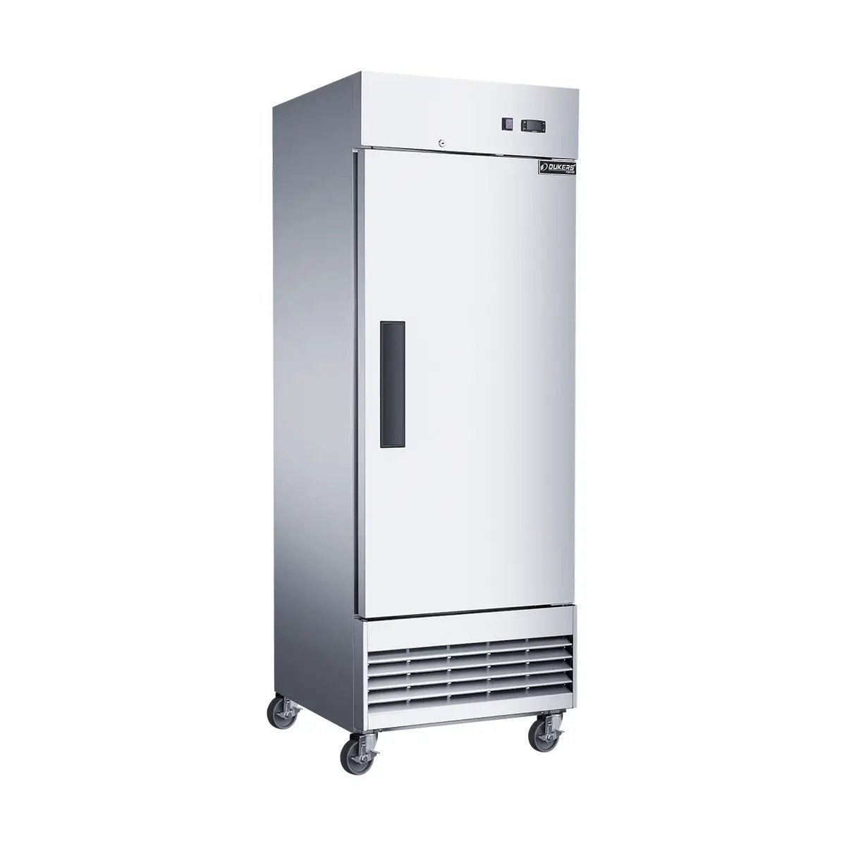 Dukers Appliance Co D28EF 28" 1-Solid Door Reach-In Freezer, Bottom Mounted, Stainless Steel, 16 cu. ft. Product Image Side