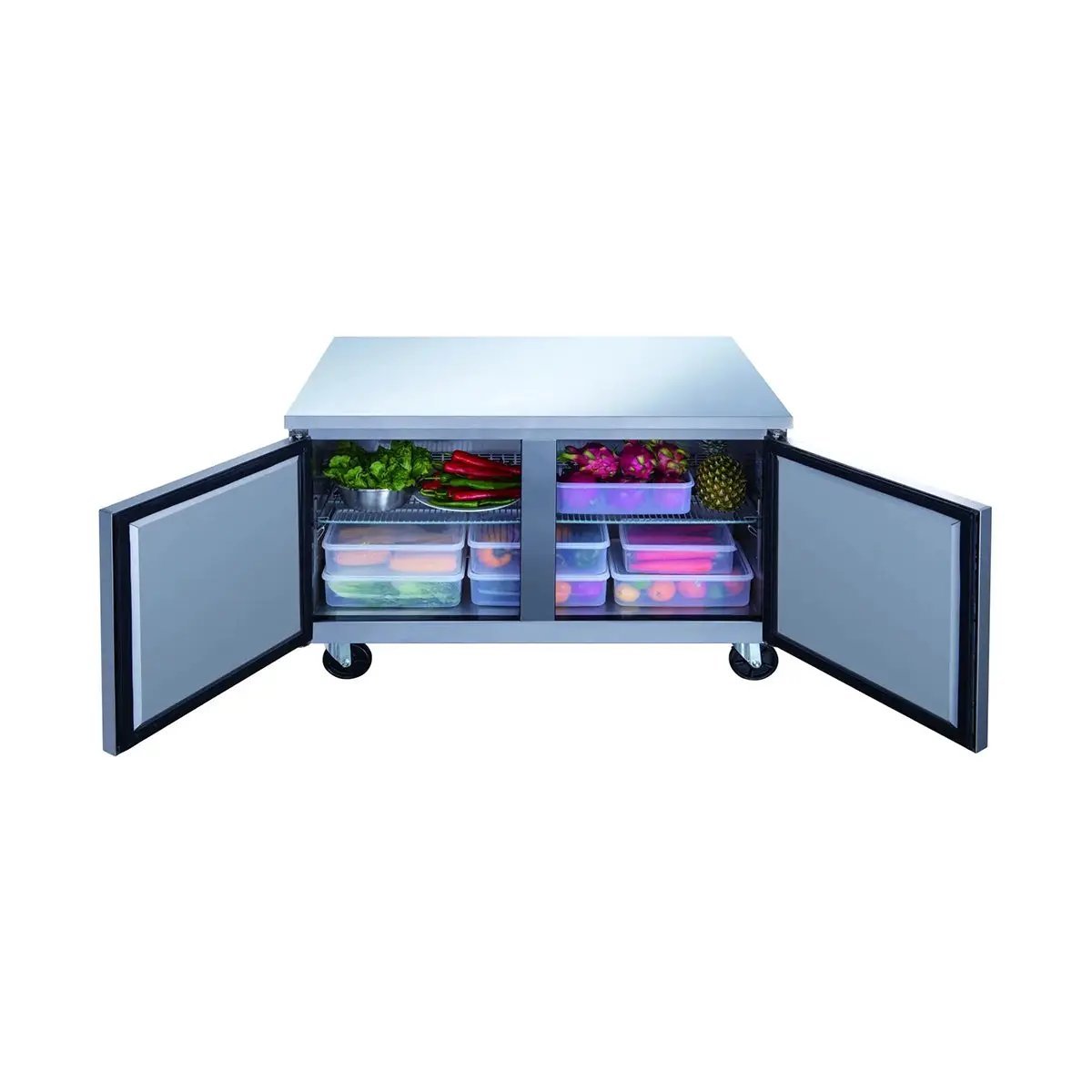 Dukers DUC36F 36" 2-Solid Door Undercounter Freezer, Stainless Steel, 9.6 cu. ft. Open Product Image