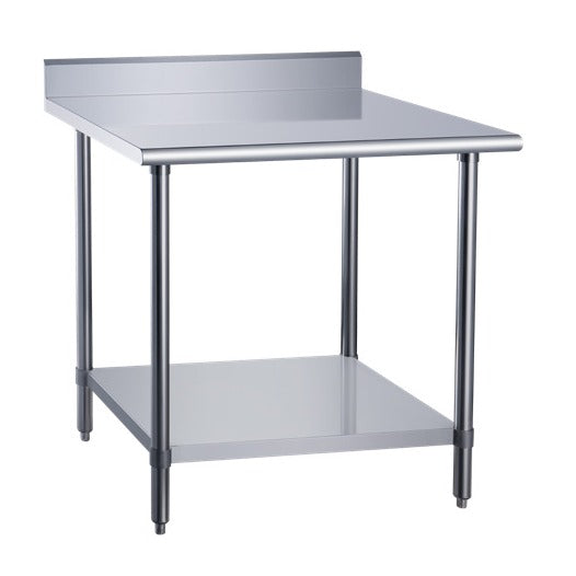 Dukers DCSTW-3036B 36in. x 30in. Stainless Steel Work Table with 3-3/4in. Backsplash & Undershelf, NSF