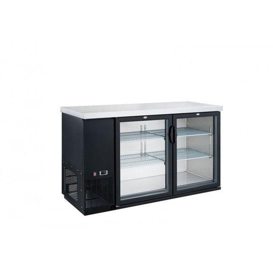 Dukers DBB48-H2 48-inch back bar cooler with glass hinged doors, stainless steel