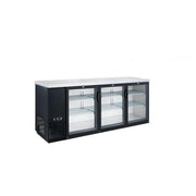 Dukers DBB72-H3 72-inch back bar cooler with glass hinged doors, stainless steel