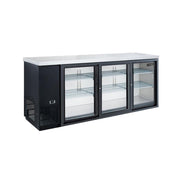 Dukers DBB72-S3 72-inch back bar cooler with sliding glass doors, stainless steel