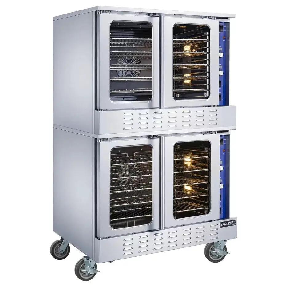 Dukers DCCOG2 double-stacking gas convection oven, stainless steel commercial kitchen equipment