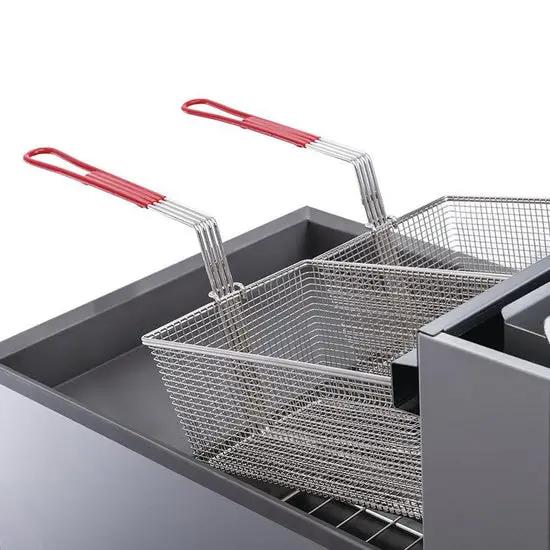 Dukers DCF3-NG fryer baskets included with the commercial natural gas floor fryer