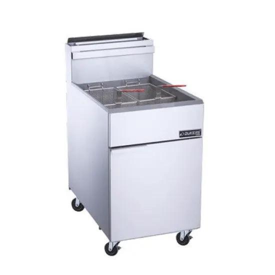 Dukers DCF5-LPG commercial propane fryer with 5 tube burners, wide 21 inch body, stainless steel exterior