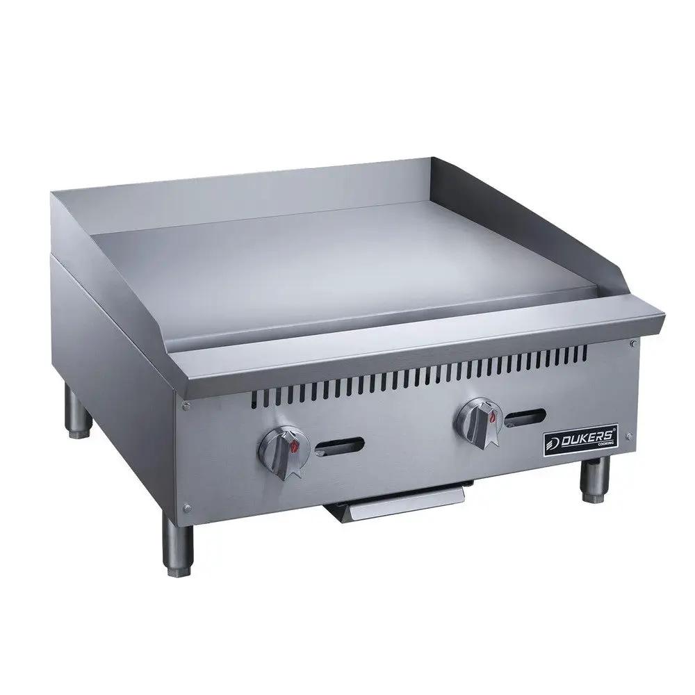 Dukers DCGT24 24-inch thermostatic gas countertop griddle with precision temperature control