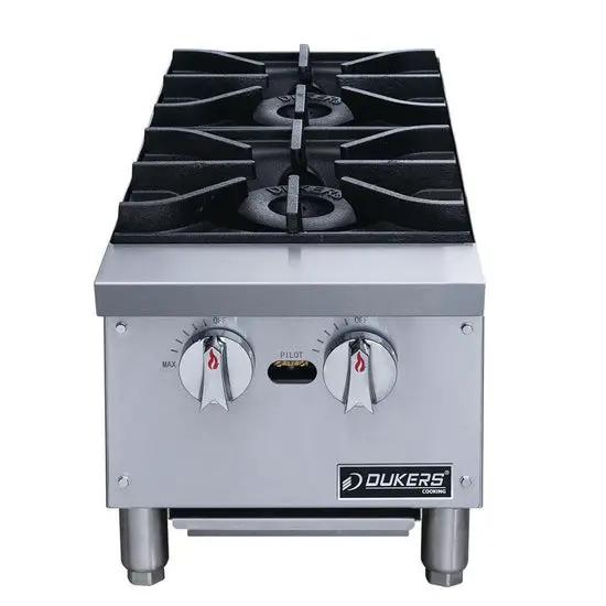 DCHPA12 gas hot plate side profile showing adjustable legs and drip tray