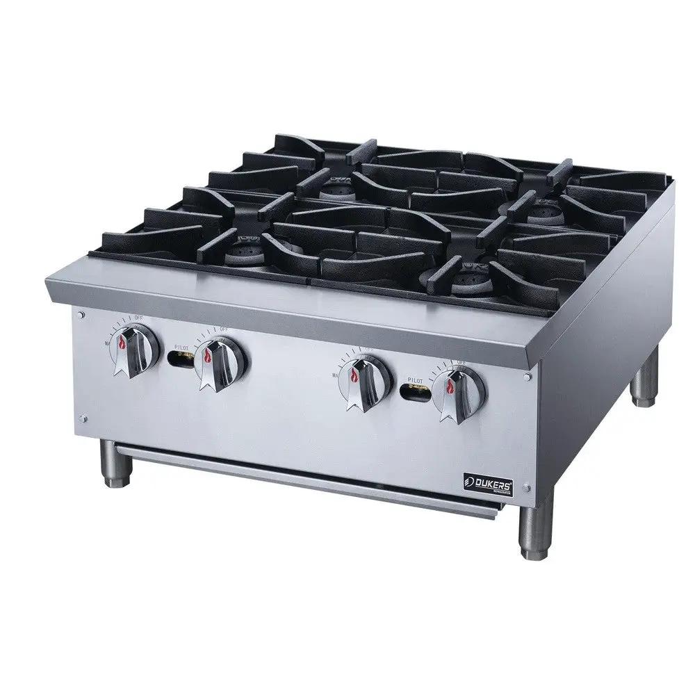 Dukers DCHPA24 4-burner commercial gas hot plate – front view