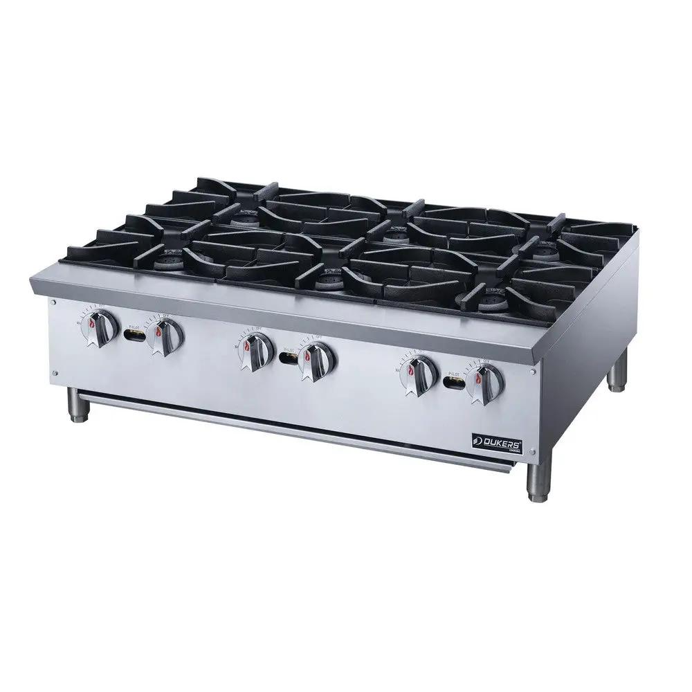 Dukers DCHPA36 6-burner commercial gas hot plate – front view