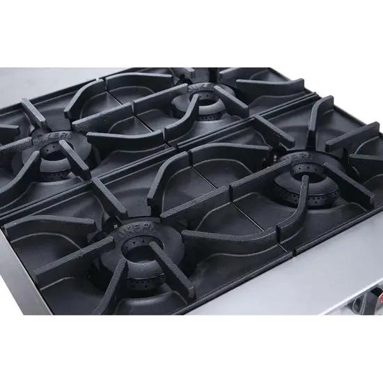 Cast iron lift-off burner surface detail on DCHPA36 gas hot plate