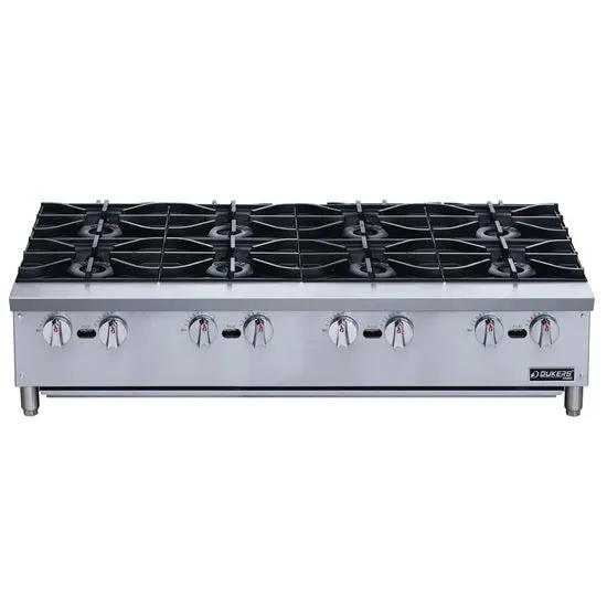 DCHPA48 gas hot plate side profile showing adjustable legs and drip tray