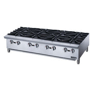 Dukers DCHPA48 48in. Countertop Gas Hot Plate, 8 Lift-Off Burners, 32,000 BTU Each, 256,000 BTU