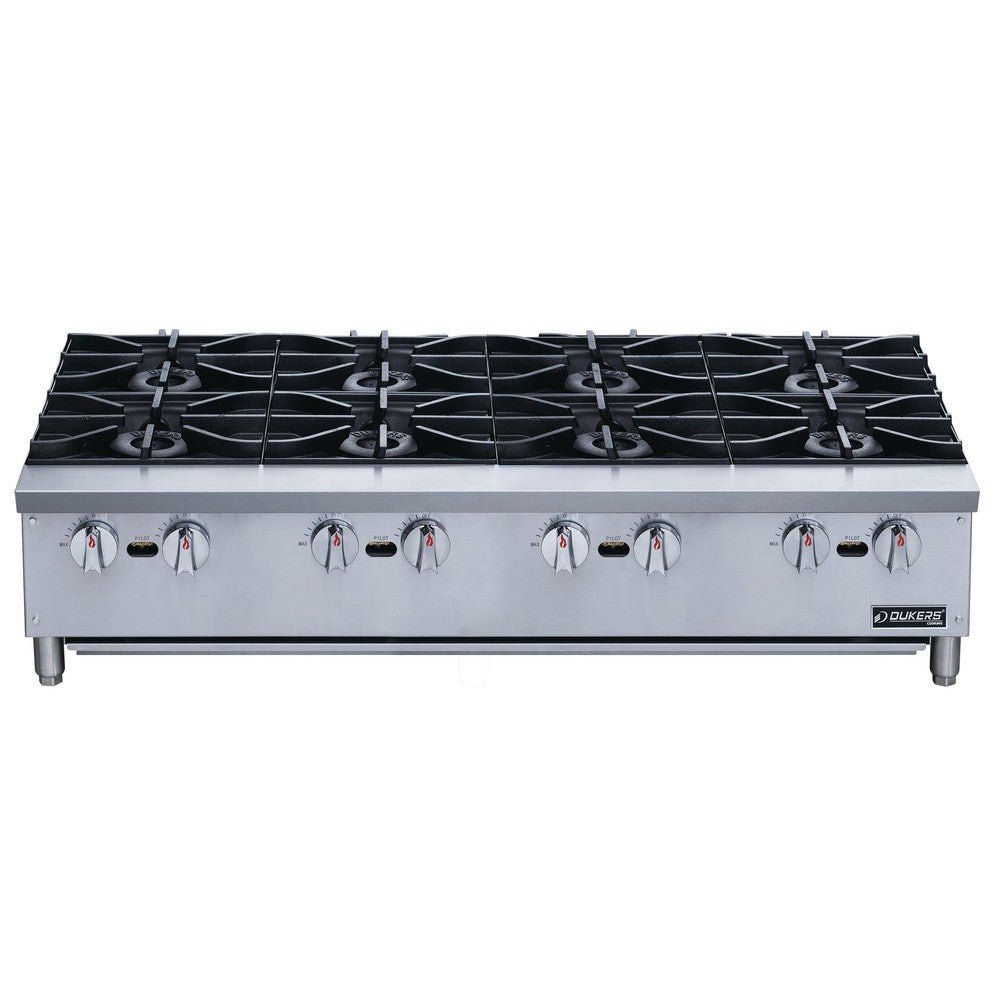 Dukers DCHPA48 48in. Countertop Gas Hot Plate, 8 Lift-Off Burners, 32,000 BTU Each, 256,000 BTU - view 2