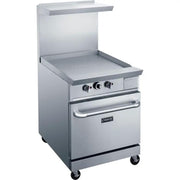 Dukers DCR24-GM 24-inch commercial gas range with griddle, stainless steel construction