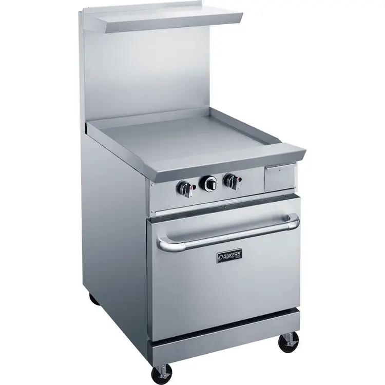 Dukers DCR24-GM 24-inch commercial gas range with griddle, stainless steel construction
