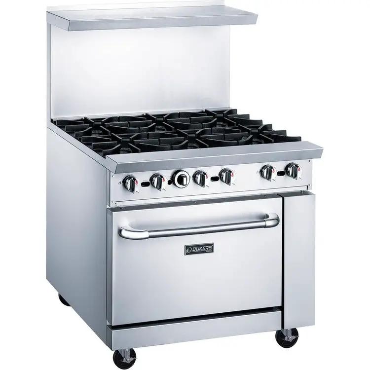 Dukers DCR36-6B 36-inch commercial gas range with 6 open burners, stainless steel