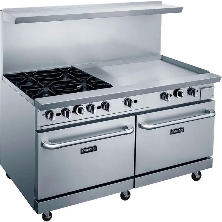 Dukers DCR60-4B36GM 60-inch commercial gas range with 4 burners and 36-inch griddle