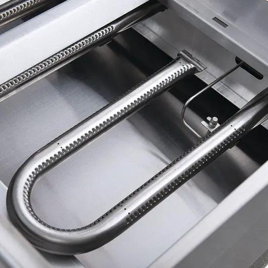Dukers DCRB24 radiant tube burner detail showing 35,000 BTU per section heat output