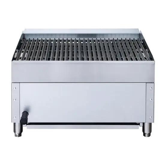 Dukers DCRB24 char-broiler top-down view showing full 23.86 x 20.47 inch cast iron cooking surface
