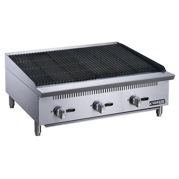 Dukers DCRB36 countertop char-broiler rear view showing double wall stainless steel construction