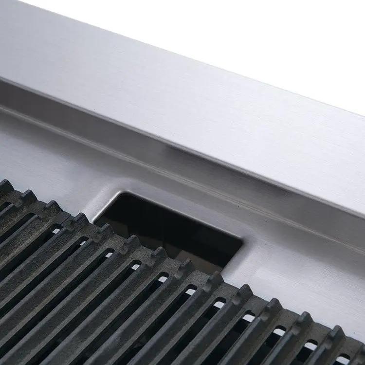 Dukers DCRB36 cast iron drip tray and oil drain for easy grease management