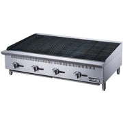 Dukers DCRB48 48-inch commercial countertop char-broiler front view with cast iron grates