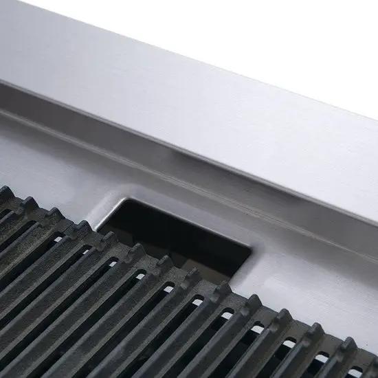 Dukers DCRB48 cast iron drip tray and oil drain for easy high-volume grease management