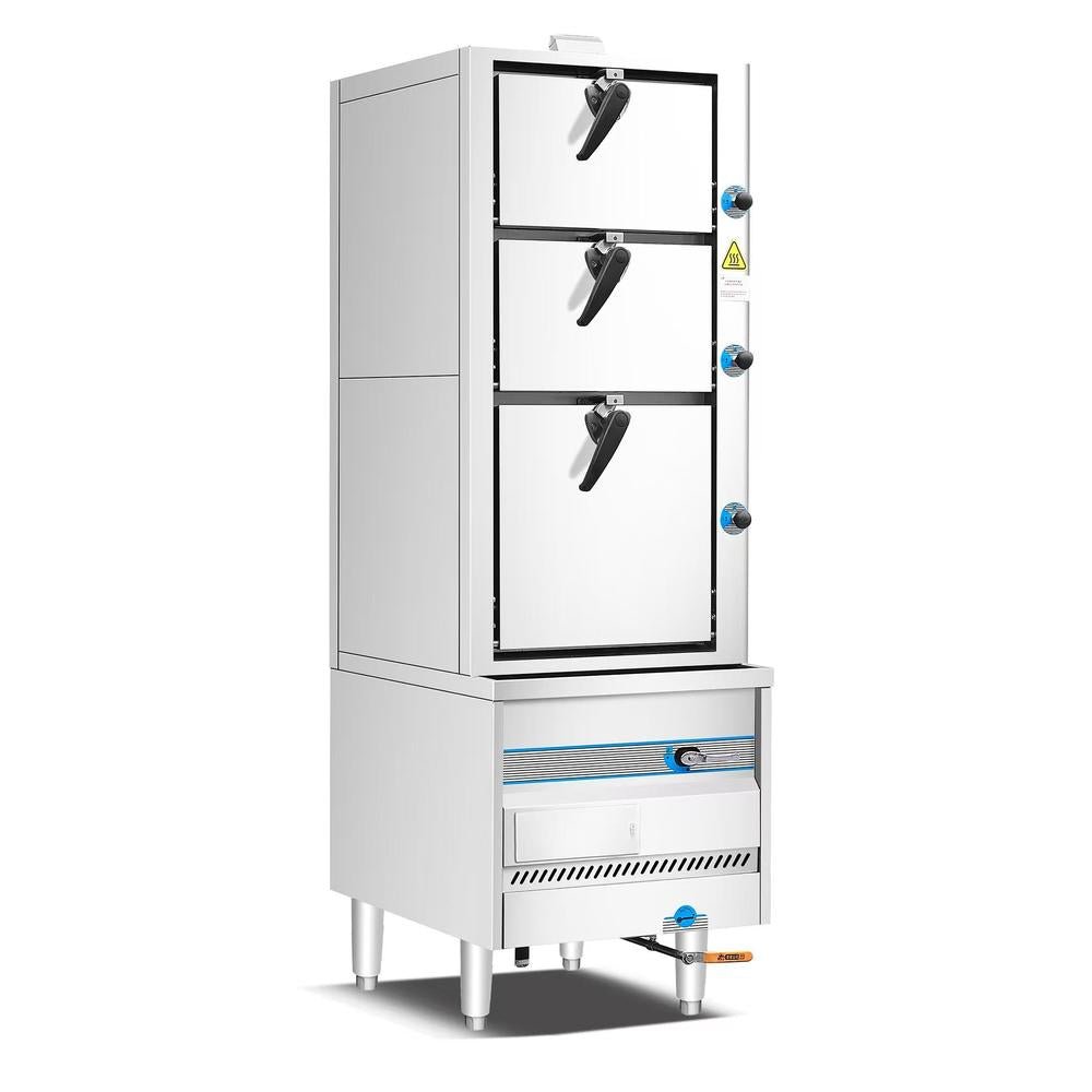 Dukers DCSC24 24in. Commercial Steam Cabinet, 3 Compartments, 90,000 BTU, Stainless Steel