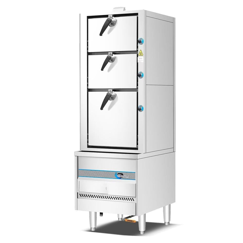 Dukers DCSC24 24in. Commercial Steam Cabinet, 3 Compartments, 90,000 BTU, Stainless Steel - view 3