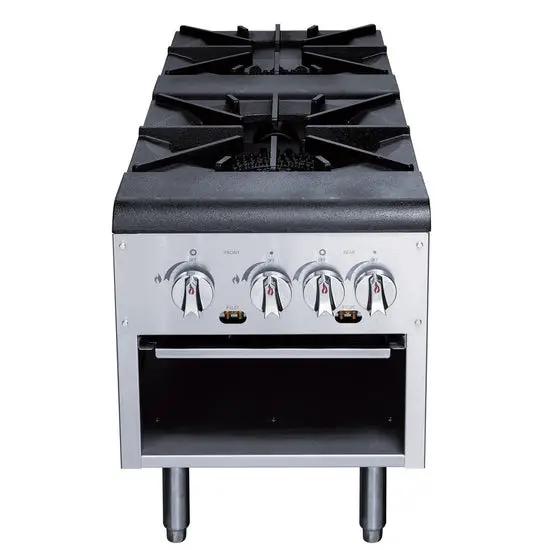 DCSPA2 4-burner stock pot range side profile showing leg height