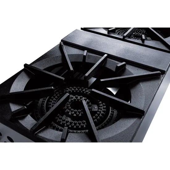 Dukers DCSPB2 4-burner low-profile stock pot range in kitchen setting