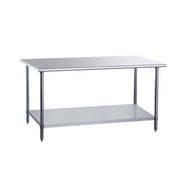 Dukers DCSTW-3060 60in. x 30in. Stainless Steel Work Table with Adjustable Undershelf, 18 Gauge, NSF
