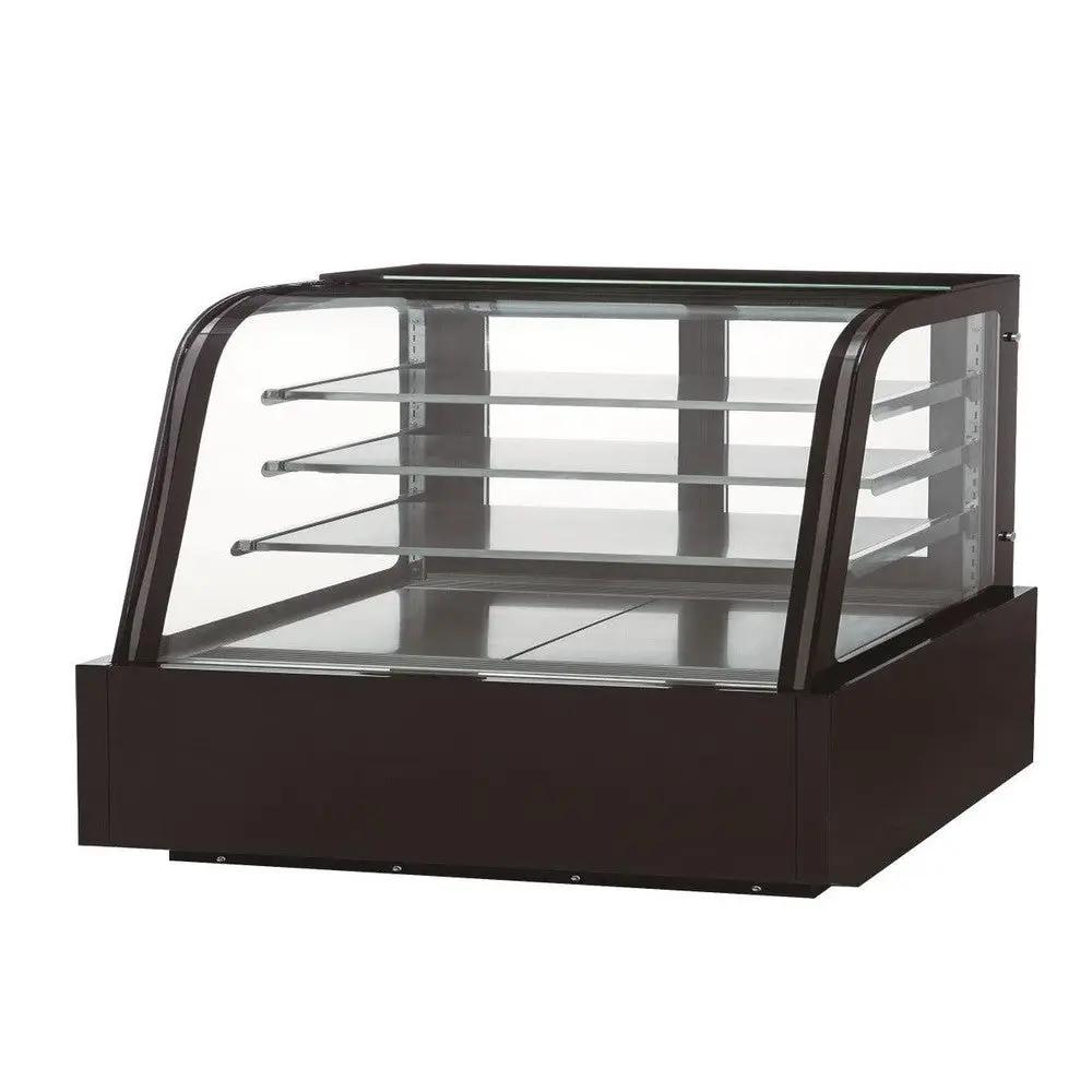 Dukers DDM72R-CB 72-inch curved glass refrigerated bakery display case with 3 shelves