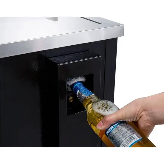 Dukers DHBC50 stainless steel exterior and lockable lid detail, angled view