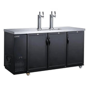 Dukers DKB72-M3 72-inch commercial kegerator with 3 solid doors for draft beer dispensing