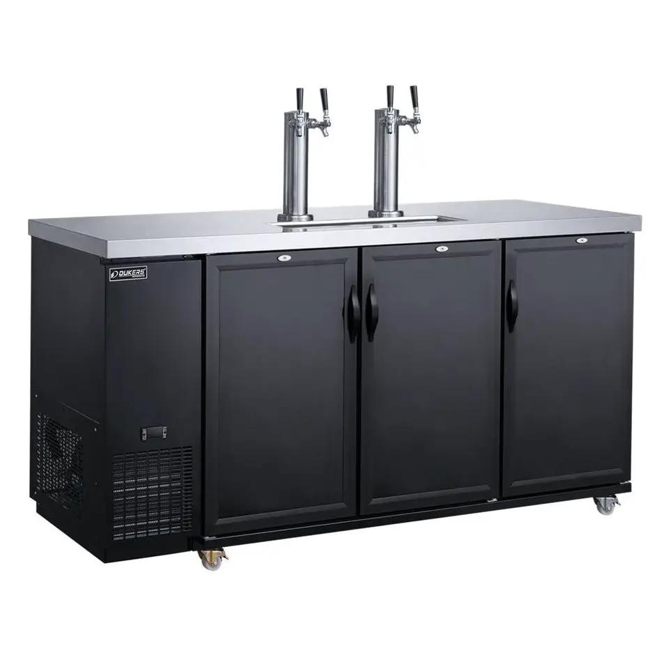 Dukers DKB72-M3 72-inch commercial kegerator with 3 solid doors for draft beer dispensing