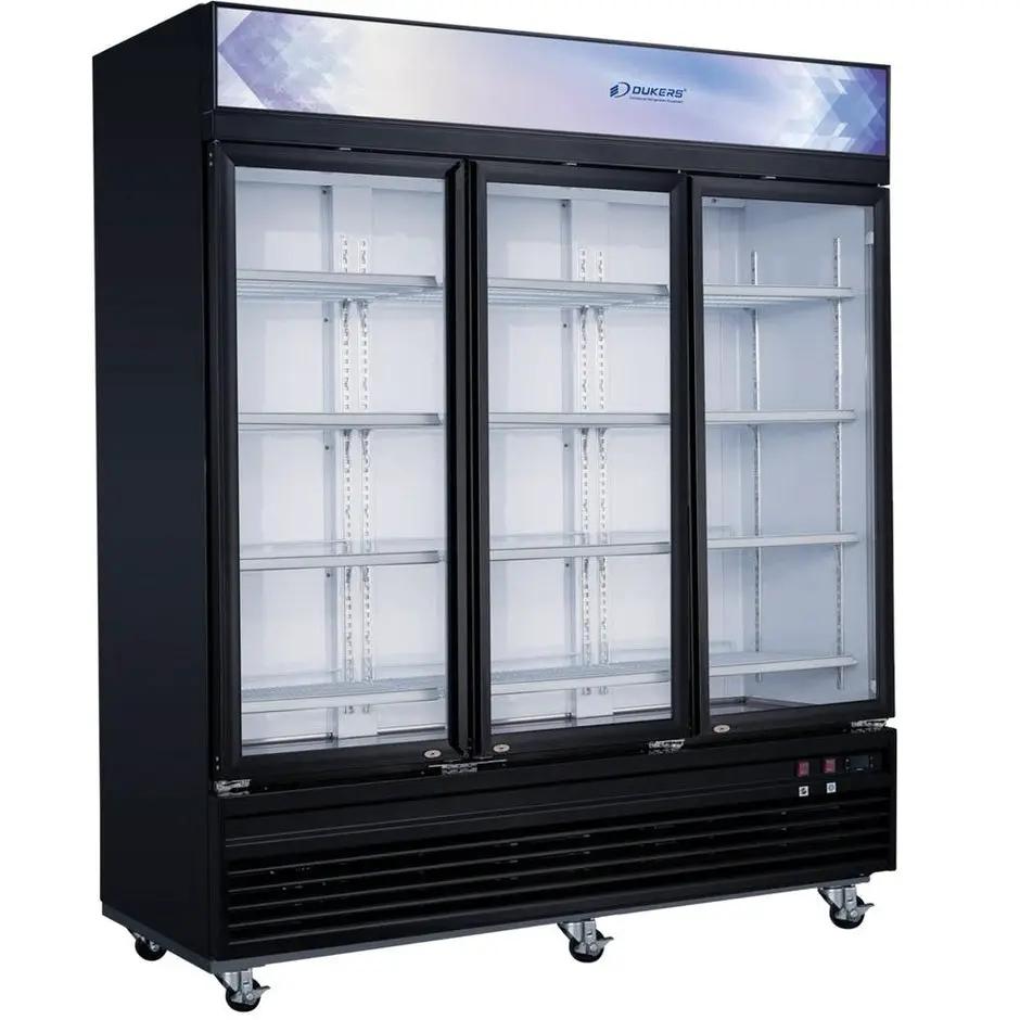 Dukers DSM-69F 78-inch three glass hinged door commercial merchandiser freezer