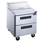 Dukers DSP29-8-D2 29-inch salad prep table with 2 drawers and 8 pan slots, stainless steel