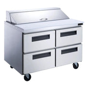 Dukers DSP36-10-D2 36-inch salad prep table with 2 drawers and 10 pan slots, stainless steel