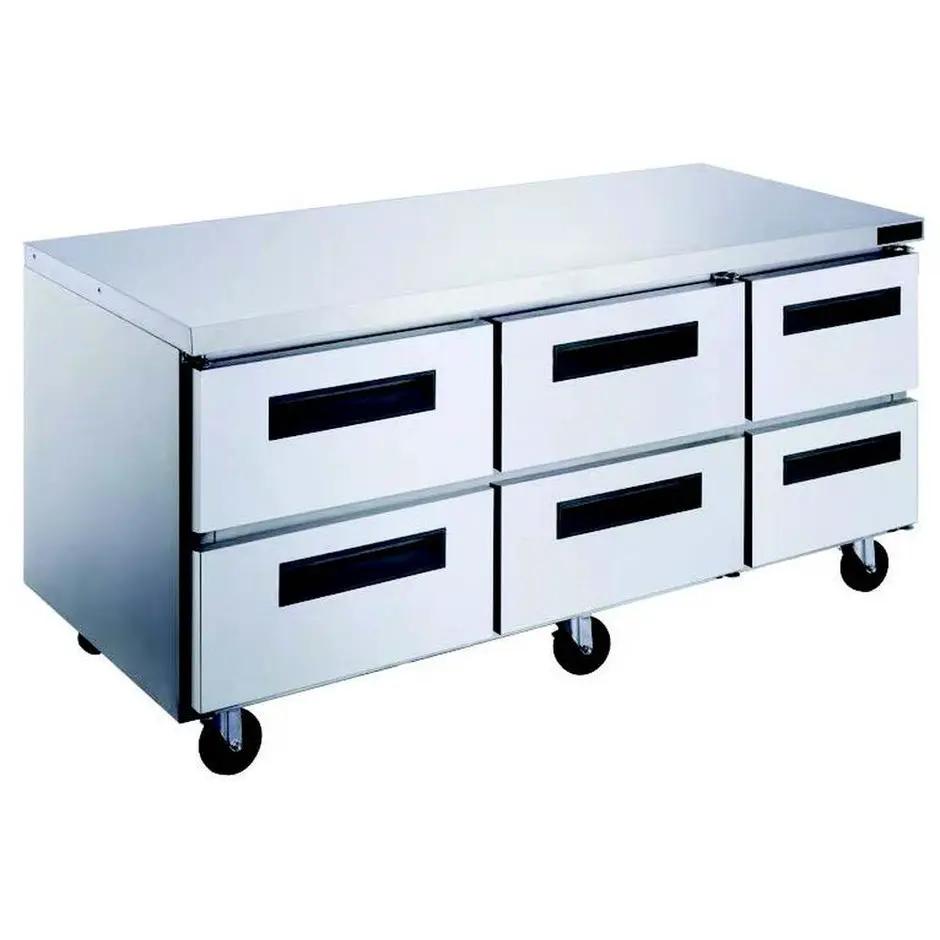 Dukers DUC72R-D6 72-inch undercounter refrigerator with 6 pull-out drawers, stainless steel