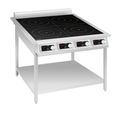 Eurodib FCI435OS1PH floor-standing 4-hub induction range with open stand 3.5kW per hub single-phase
