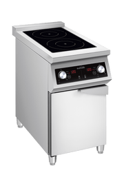 Eurodib FCIHD235D3PH heavy-duty floor 2-hub induction range with enclosed cabinet 3.5kW per hub three-phase