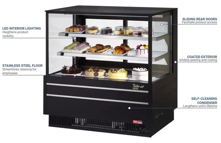 Turbo Air TCGB-48UF-B-N: 48" Full-Service Bakery Display Case with Straight Glass