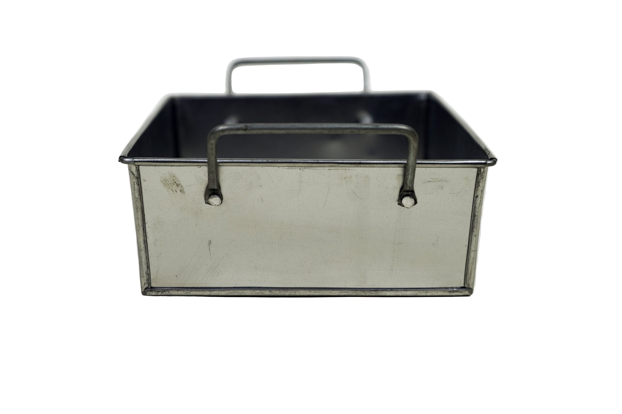 Rectangle Galvanized Metal Bread Basket with handles - Silver - 8 Inch.