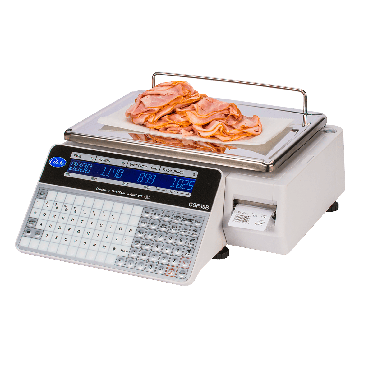 Globe GSP30B Commercial 30 lb Label Printing Scale, 115V