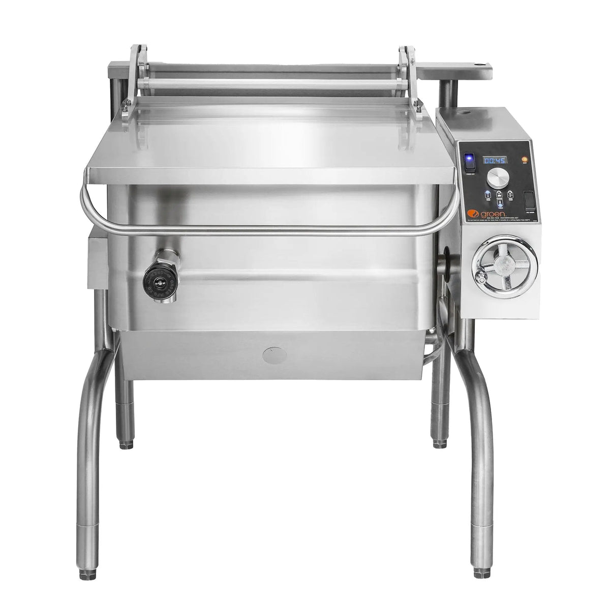 Groen BPM-30GC 30 Gallon Tilt Skillet - Manual Tilt, Stainless Clad Pan, Open Leg Base, Natural Gas