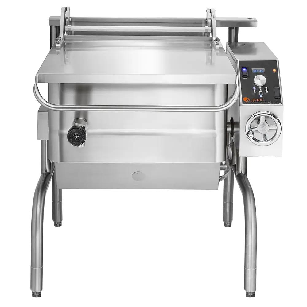Groen BPM-30GSP 30 Gallon Tilt Skillet - Manual Tilt, Stainless Clad Pan, Open Leg Base, Natural Gas