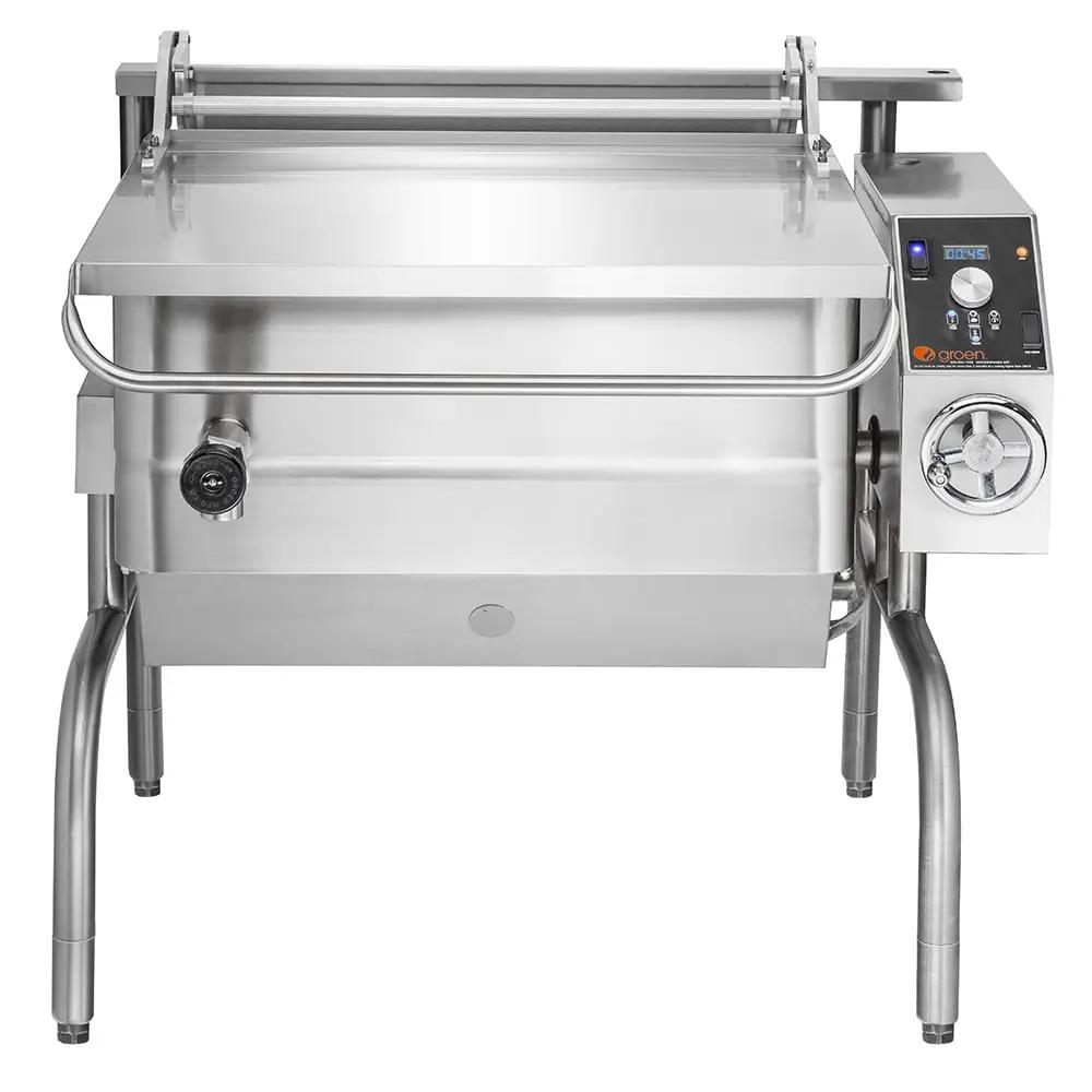 Groen BPM-40GA 40 Gallon Tilt Skillet - Manual Tilt, Stainless Clad Pan, Open Leg Base, Natural Gas